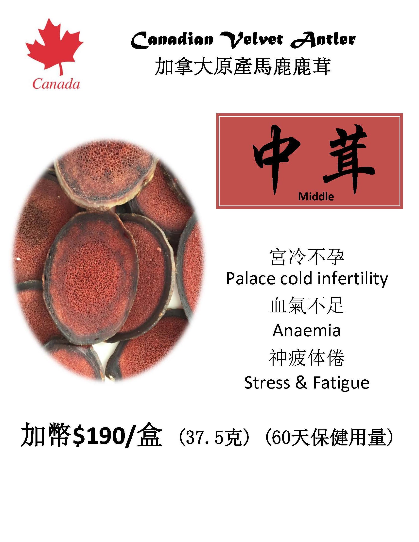 鹿茸　200g 加拿大原产干鹿茸片Canadian Velvet Antler（中茸Middle）1两装（37.5g